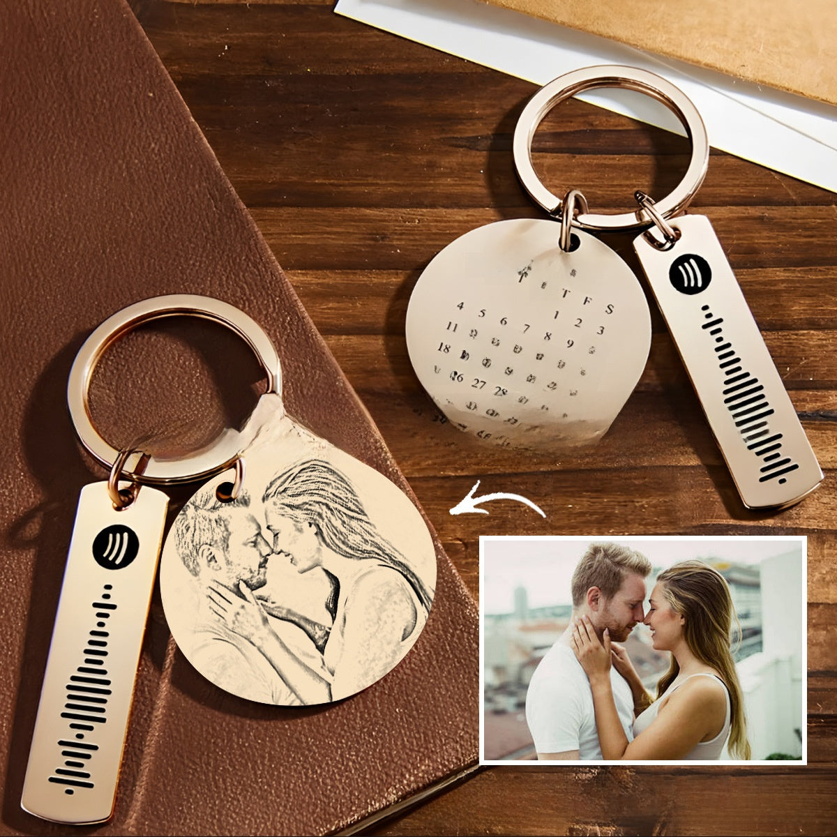 Custom Photo Engraved Keychain Stainless Steel Gift