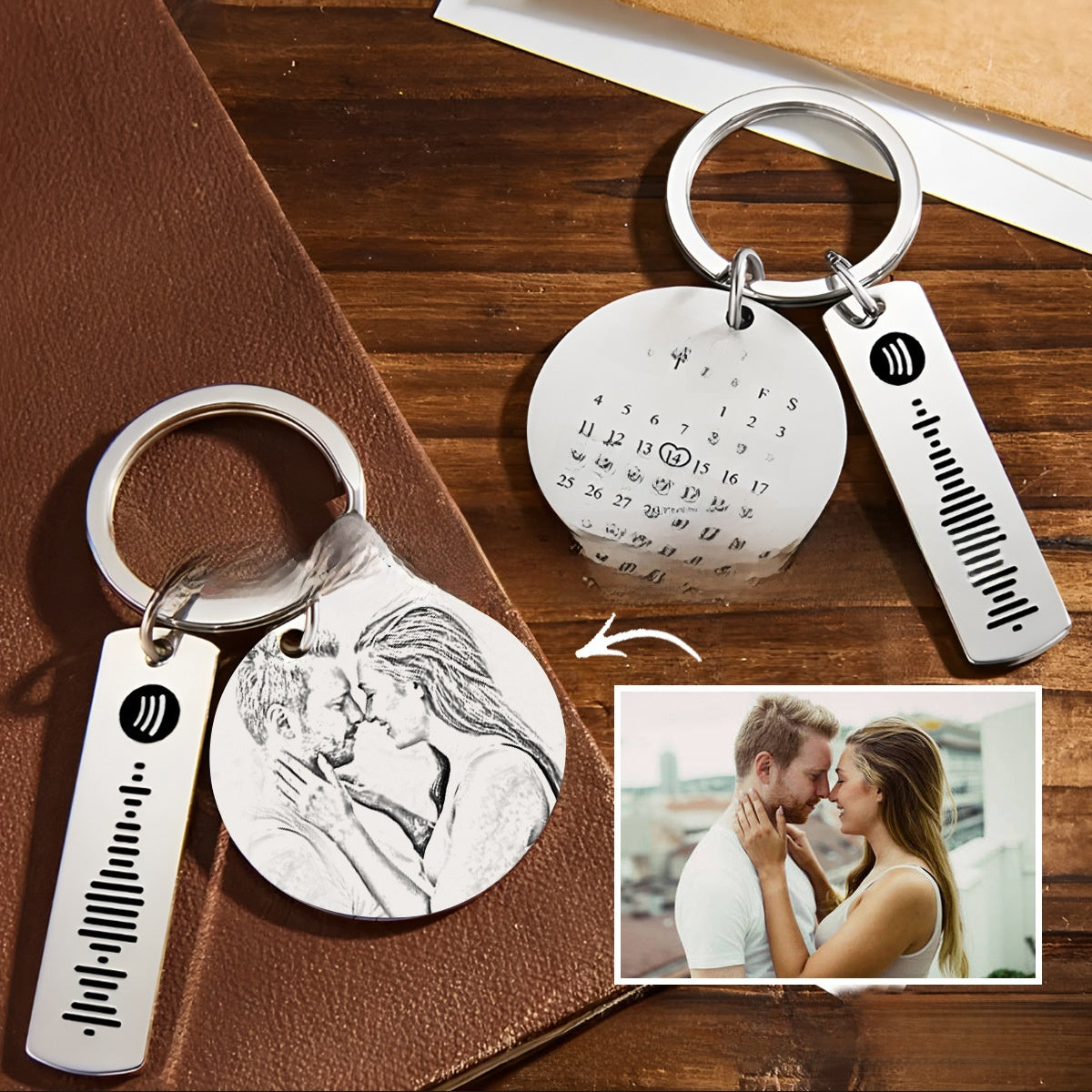 Custom Photo Engraved Keychain Stainless Steel Gift