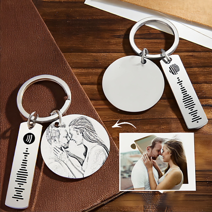 Custom Photo Engraved Keychain Stainless Steel Gift