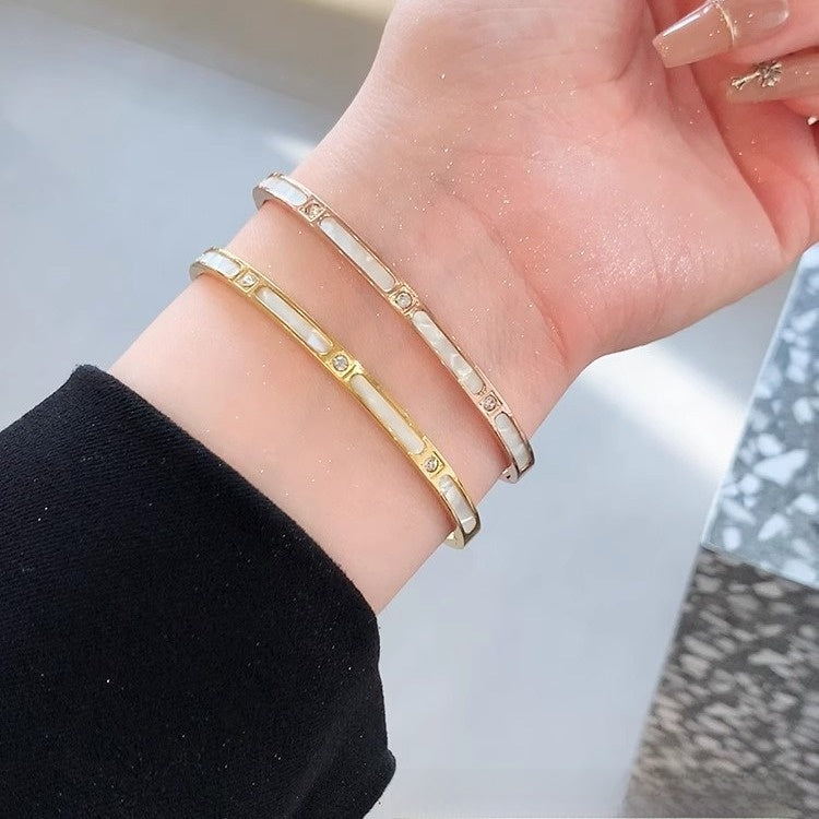 White Mother-of-Pearl Bamboo Joint Bracelet