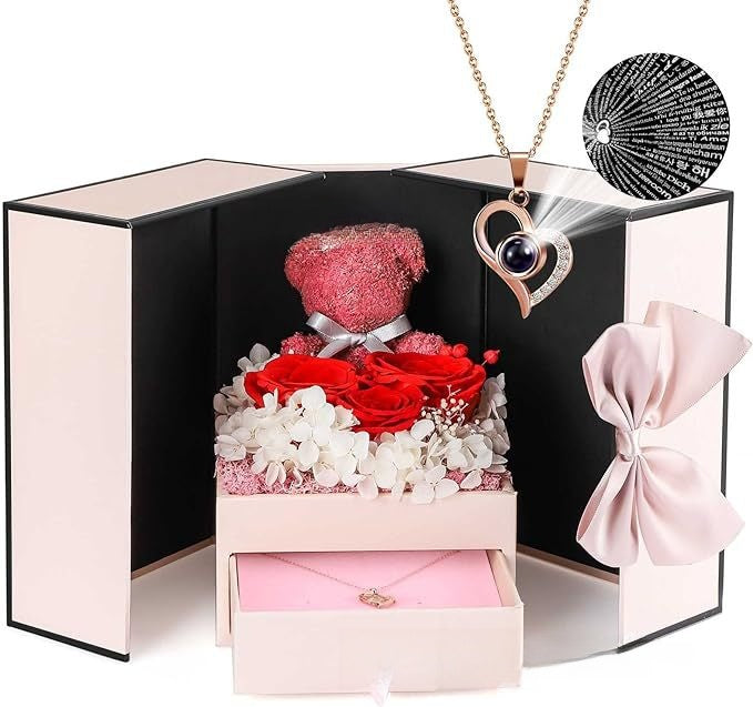Bear Eternal Flower Jewelry Gift Box