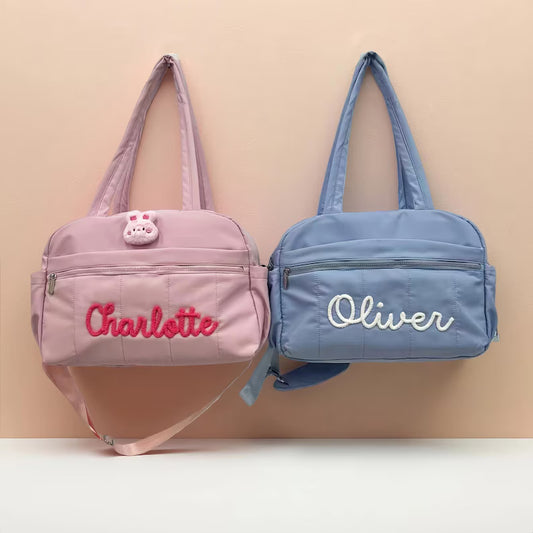Personalized Quilted Travel Handbag with Embroidery