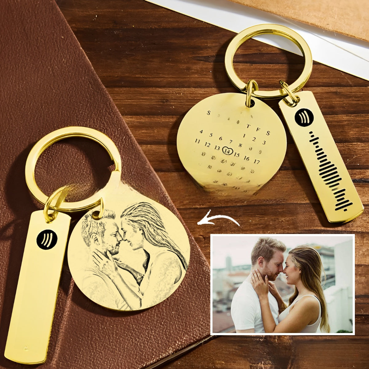 Custom Photo Engraved Keychain Stainless Steel Gift