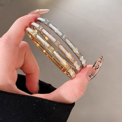 White Mother-of-Pearl Bamboo Joint Bracelet