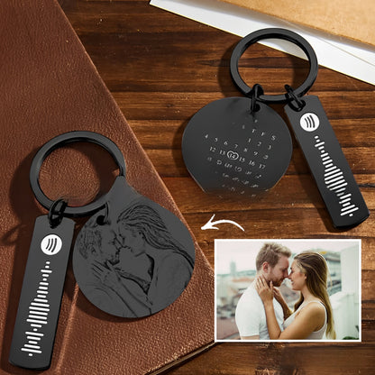 Custom Photo Engraved Keychain Stainless Steel Gift