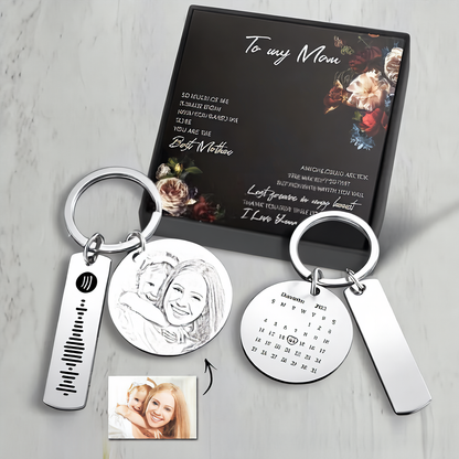 Custom Photo Engraved Keychain Stainless Steel Gift