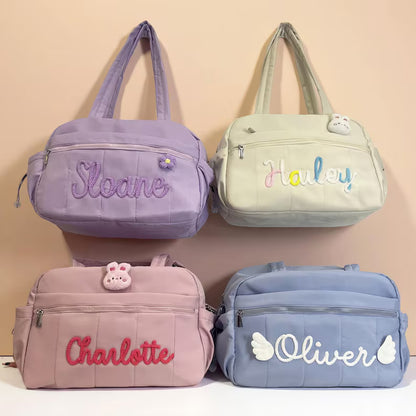 Personalized Quilted Travel Handbag with Embroidery