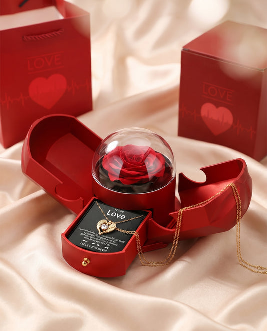 Angel Wing Heart Pendant Necklace with Gift Box