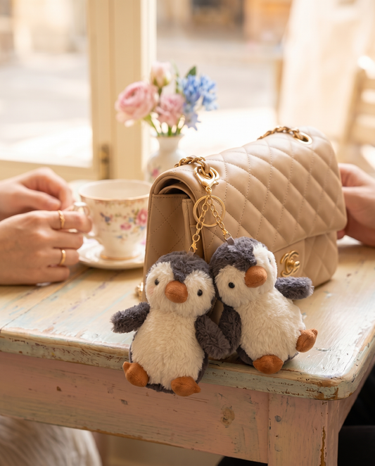 Blush Peanut Penguin Plush Keychain – Cute Couple Gift
